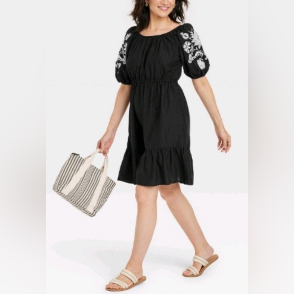 Knox Rose Embroidered Sleeve Boho Dress